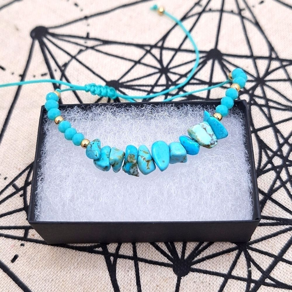 Turquoise stone bracelet adjustable